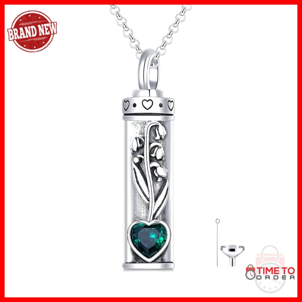 Sterling Silver Cremation Urn Necklace Memorial Jewelry Keepsake Pendant